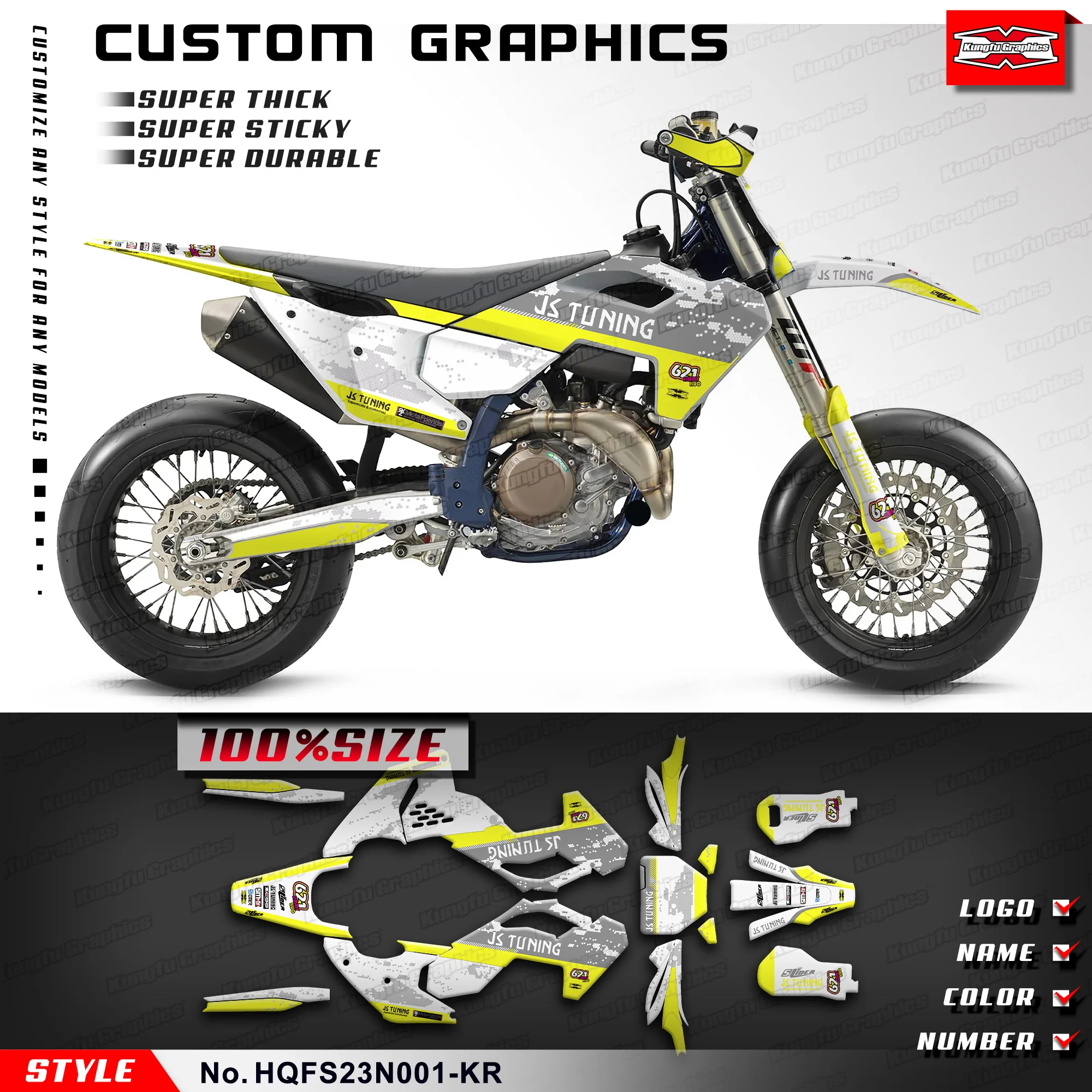 KUNGFU GRAPHICS Motorcycle Decals Wrapping Kit for Husqvarna FS 450 2023 2024, HQFS23N001-KR