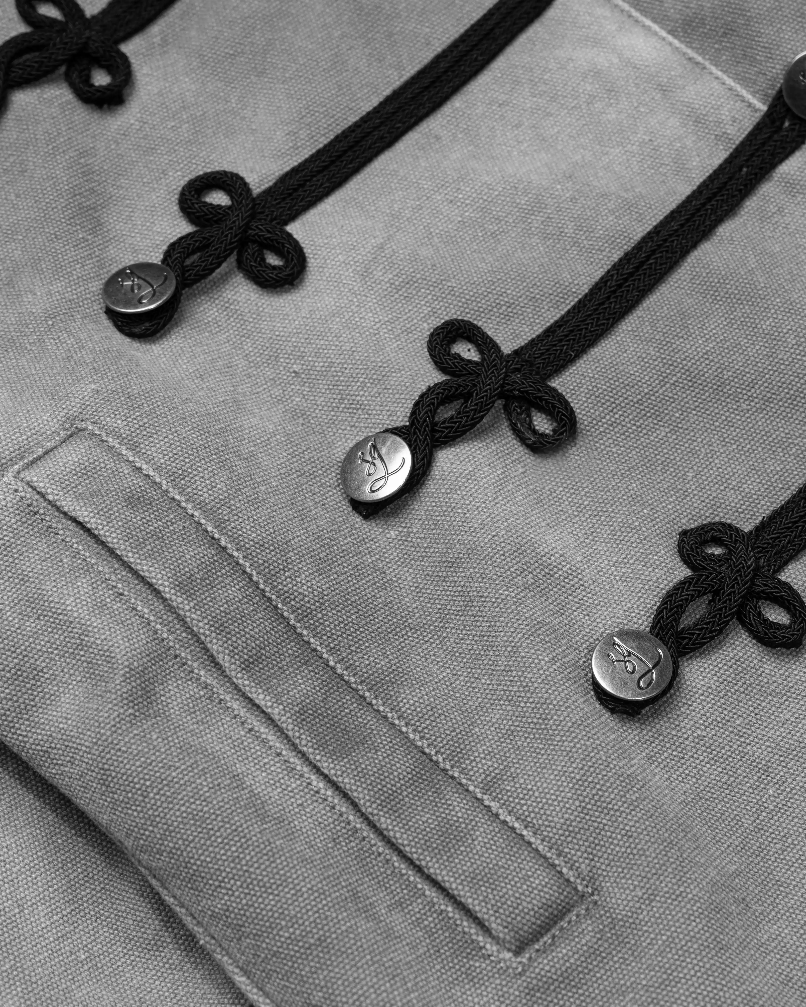 Y2k Retro Napoleon Jacket Men Women Gothic Rope Embroidery Jacket High Street Subculture Streetwear Unisex Canvas Cotton Coat