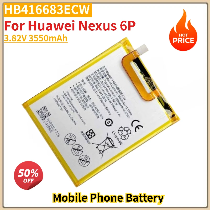 

HB416683ECW Phone Battery 3.82V 3550mAh For Huawei Nexus 6P Replacement Battery Brand-New High Quality