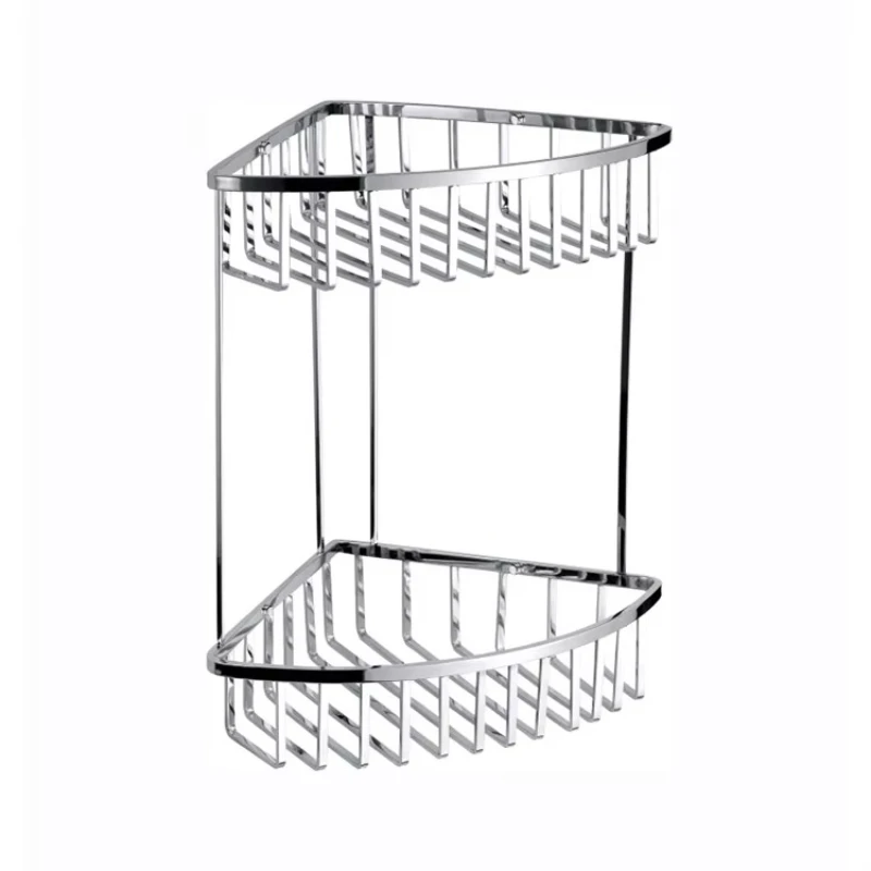 

Double modern design stainless steel wall-mounted shower basket shelving for corner storage in hotel bathrooms