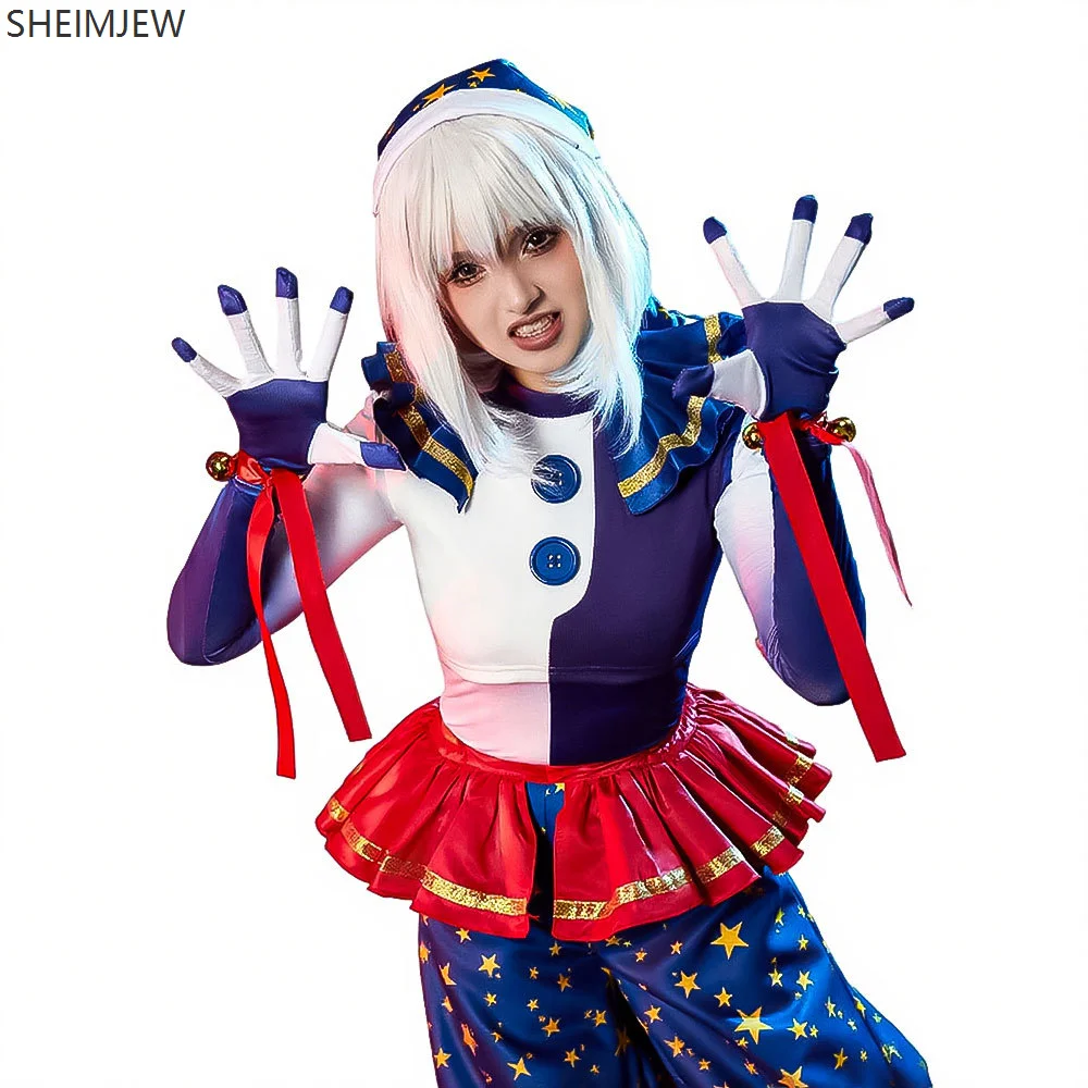 Beveiliging Kwetsbaarheid Maanval Clown Kostuum Volwassen Carnaval Circus Pak Halloween Cosplay Blauwe Clown Prestaties Kostuums Set