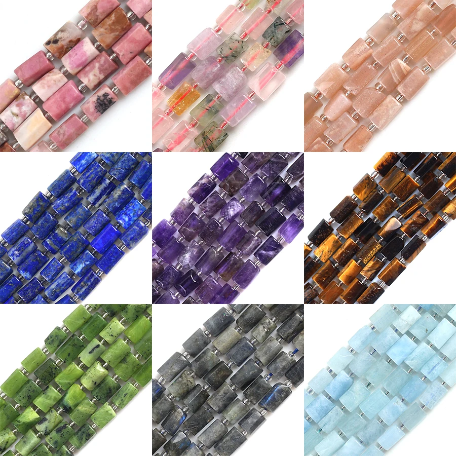 

Natural Faceted Tiger Eye Agates Amethyst Jade Quartz Crystal Apatite Stone Beads For Jewelry DIY Making Bracelet 6x10MM