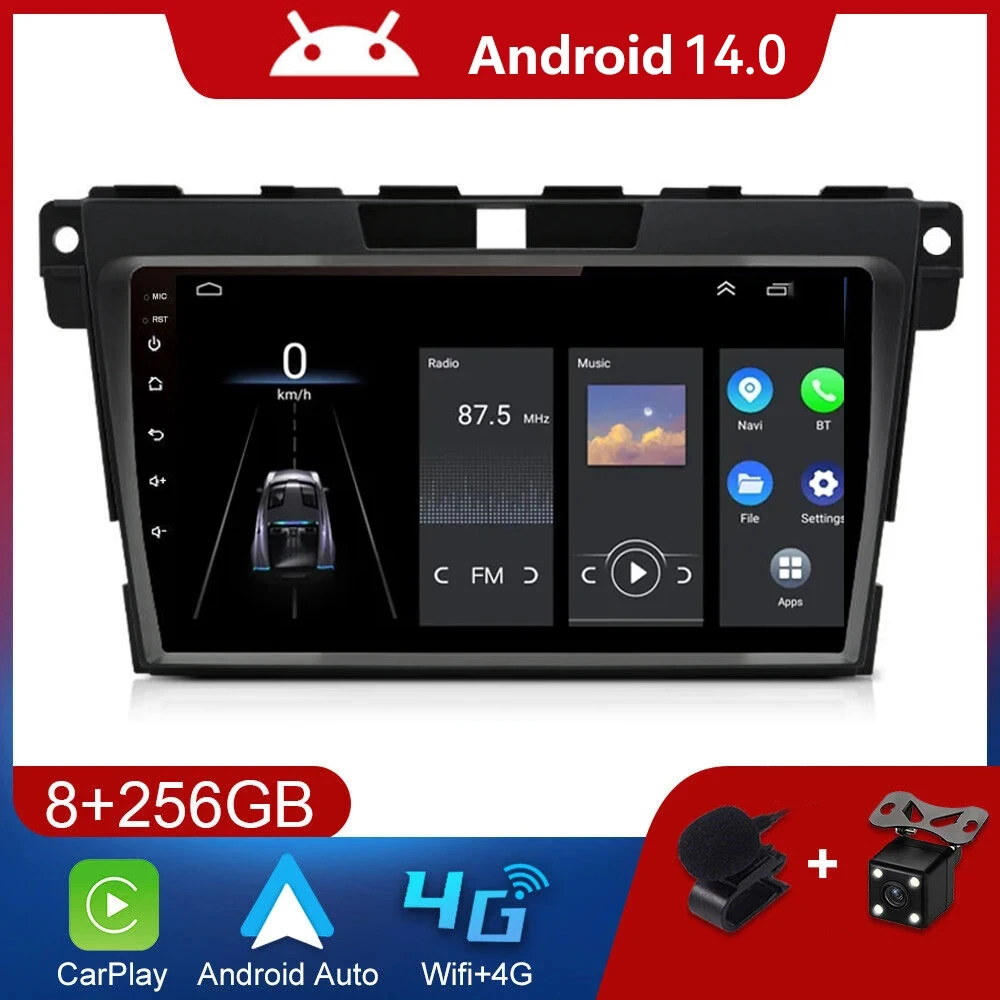 8+128G Android 14 Car Radio Multimedia GPS stereo Player For Mazda CX7 CX-7 CX 7 2008-2013 2014 2015 Wireless carplay BT FM WiFi