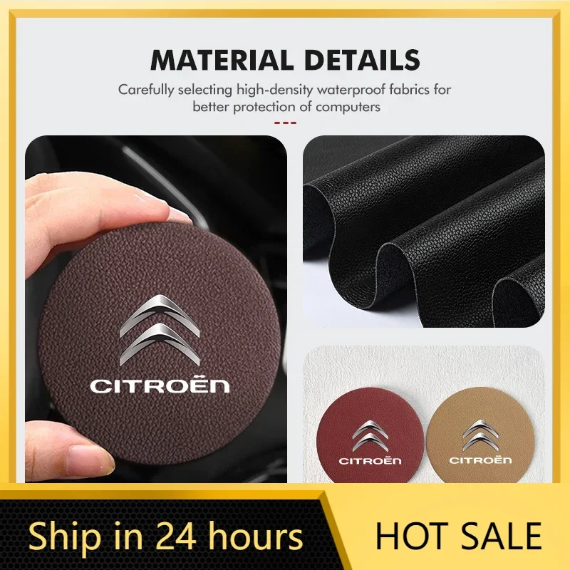 

Car Sticker 2pcs Leather Anti-Slip Mat Suede Car Coaster Water Cup Holder For Citroen Jumper Celysee Cactus Picasso Aircross Sax