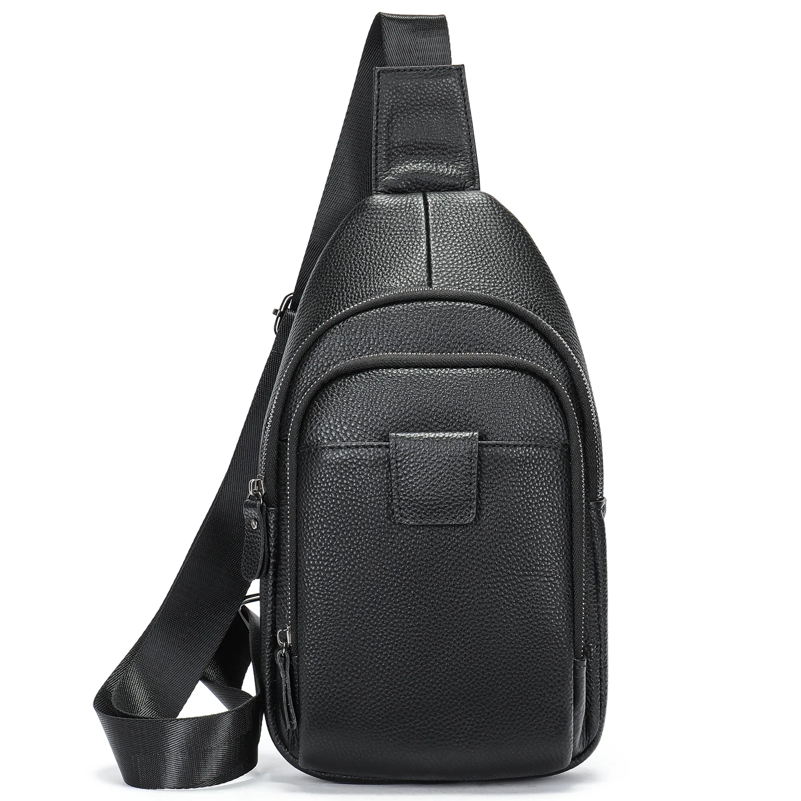 

Men's Chest Bag Genuine Leather Shoulder Husband Cross Body Side Pack Sling Casual Travel Phone Pouch Slingback