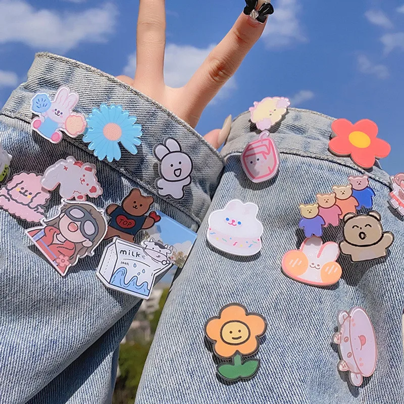 10/20/30/40/50/100Pcs Cute Animal Badges Pin Diversity Random Badges Girls Boy Kids Brooch Acrylic Pins For Backpack Clothes Bag