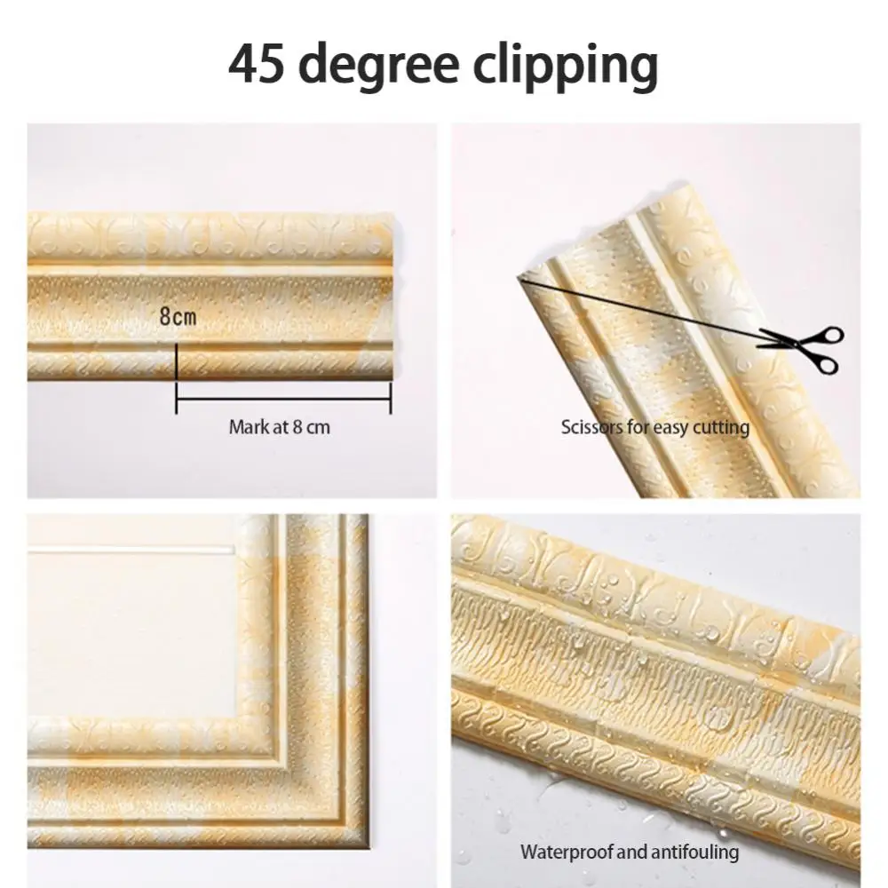 1/3/5PCS Wall Stickers Foam Trim Line Waterproof Self Adhesive Skirting Border Pattern Sticker Home Kitchen Floor Decorations