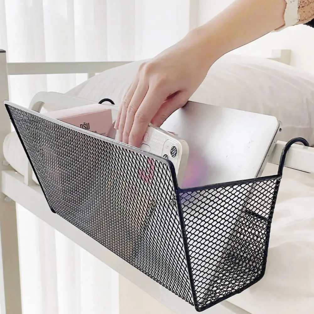Durable Large Capacity Bedside Hanging Basket with Hook Strong load-bearing Shelves Basket Bedside Rack