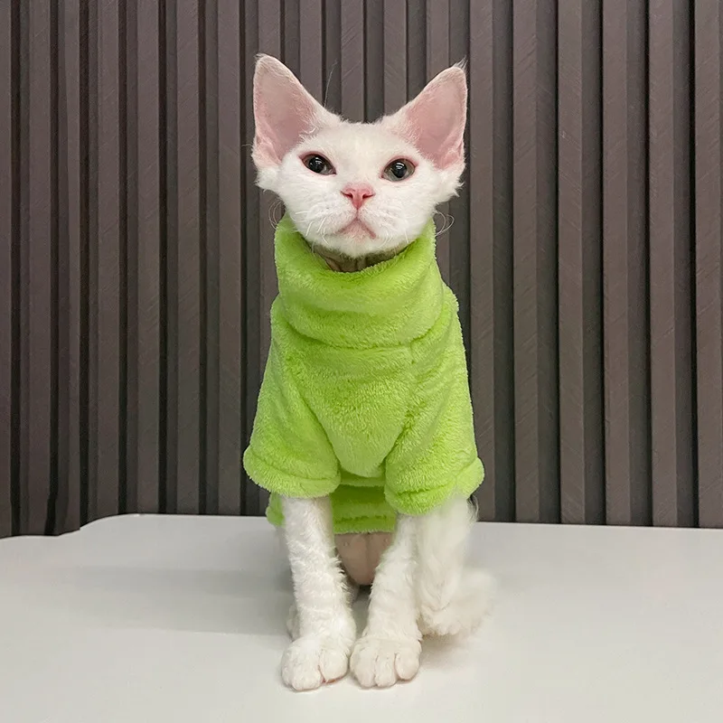 Rollkragen-Katzenpullover, Mantel, Winter, warm, haarlos, Katzenkleidung, weiches, flauschiges Pullover-Shirt für Maine-Coon Cat Chihuahua Haustierkleidung – Detail 13