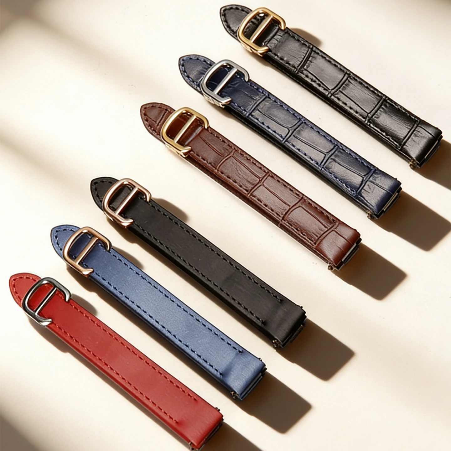 DIY Silk/Leather Strap for Cartier Roadster Men/Women W6206018 W62017 Watch Band 15.5mm 19mm 20mm Quick-Release Folding Buckle