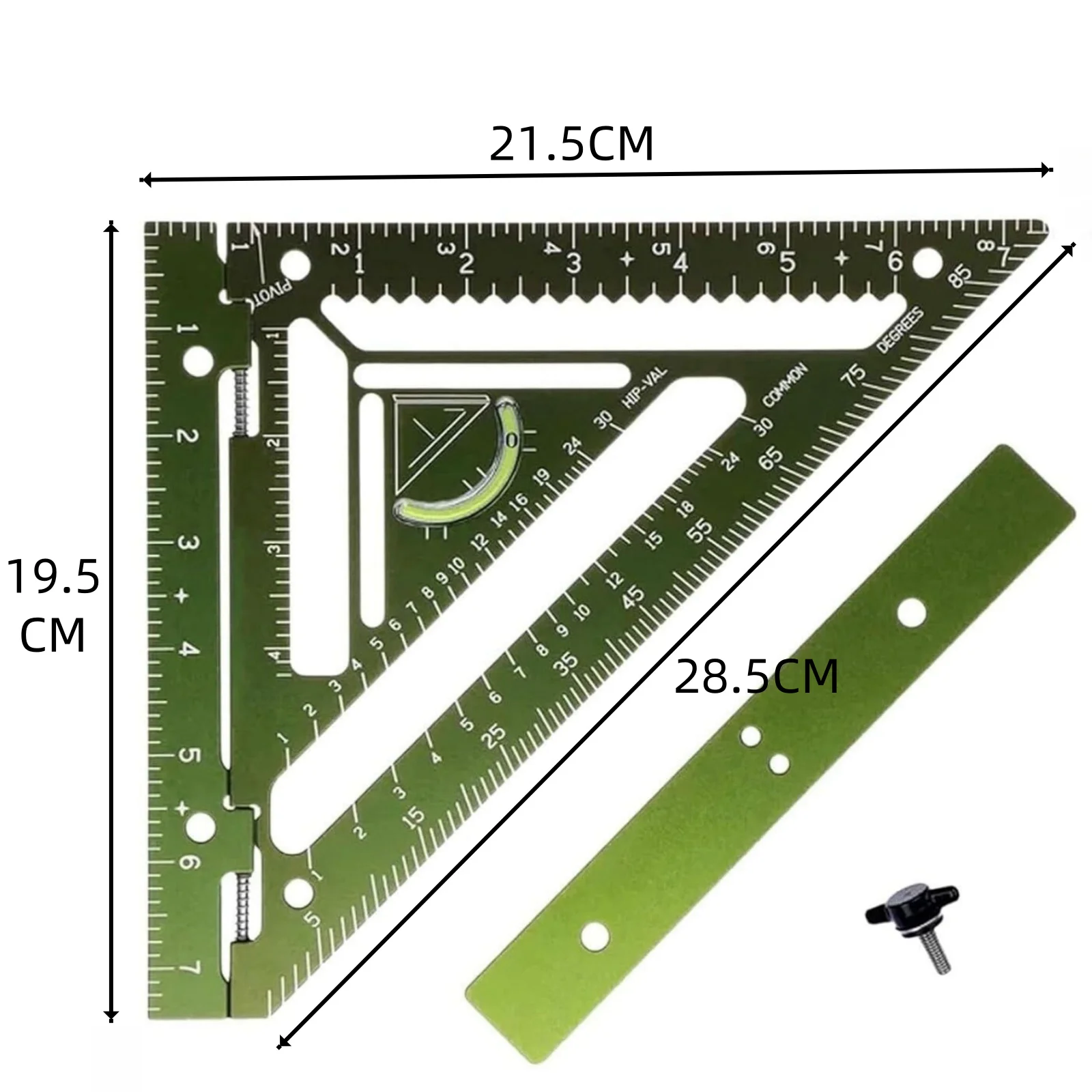 TAIMIMEI Rafter Carpenter Triangle Square Ruler With Jig Block Woodworking Measuring Ruler Aluminum Alloy Rafter Tool