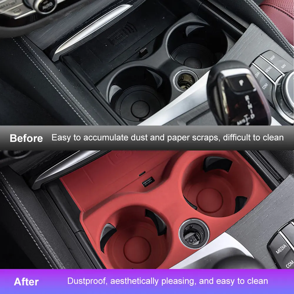 For BMW 3 4 5 Series G20 G30 G22 I3 I4 X3 X4 G01 G02 Silicone Wireless Car Central Control Storage Box Drinks Holder Accessories 2