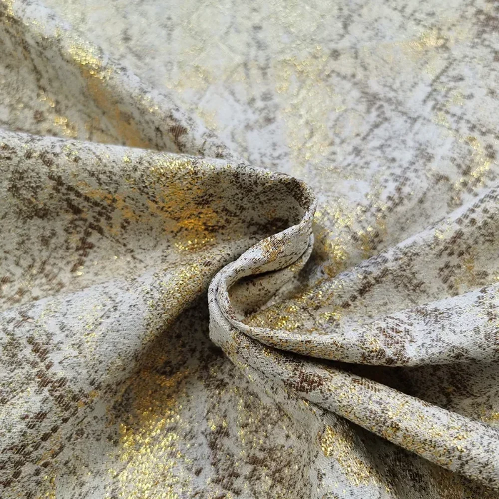 Jacquard Brocade Fabric Polyester Stiff Golden Thread Python Yarn-dyed Windbreaker Skirt Dress High-definition Diy Cloth