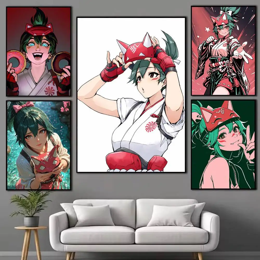 Pop Game Overwatch Fan Kiriko Poster High Quality Dorm Living Room Aesthetic Wall Decoration Painting Stickers Gift
