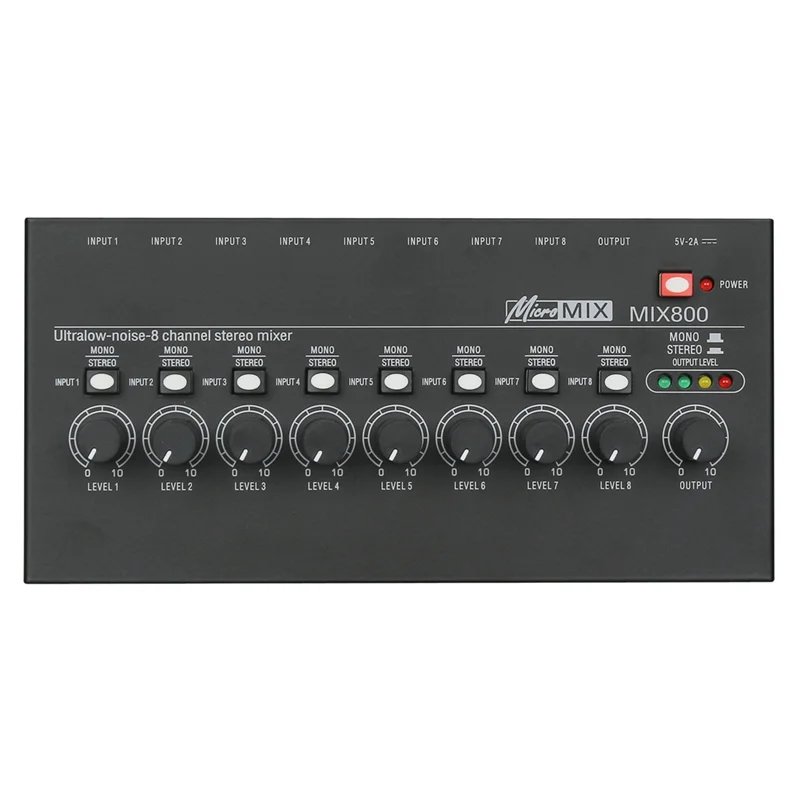 ABVO-MIX800 8 قنوات خلاط خط ستيريو منخفض الضوضاء للغاية خلاط صوت احترافي صغير لخلاط الصوت