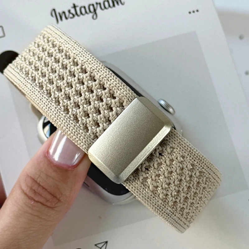 

Nylon Magnetic Strap for Apple Watch Band Ultra 2/1 49mm 46 45 44 42 41 40mm Magnetic Bracelet For IWatch11 10 9 8 Se 7 6 5 4
