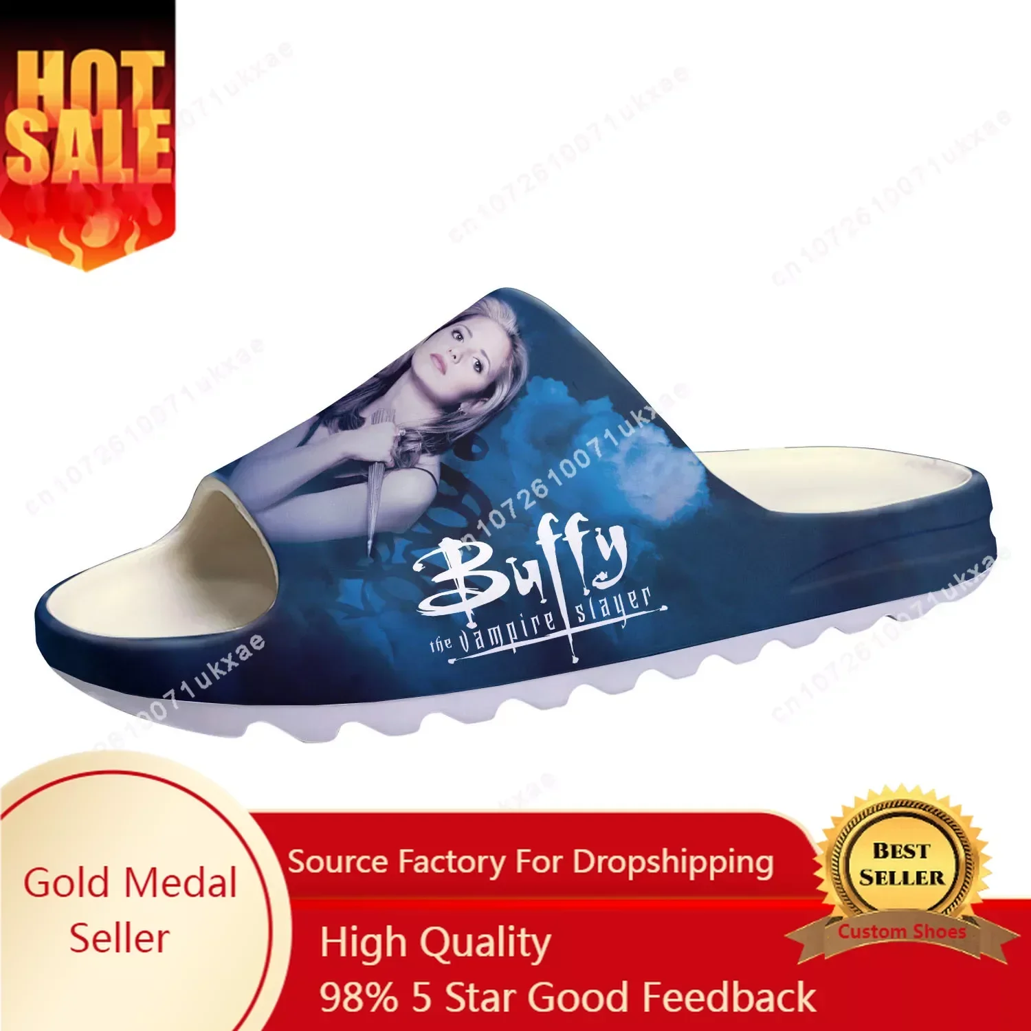 

Buffy the Vampire Slayer Soft Sole Sllipers Home Clogs Gellar Step On Water Shoes Mens Womens Teenager Step in Custom Sandals