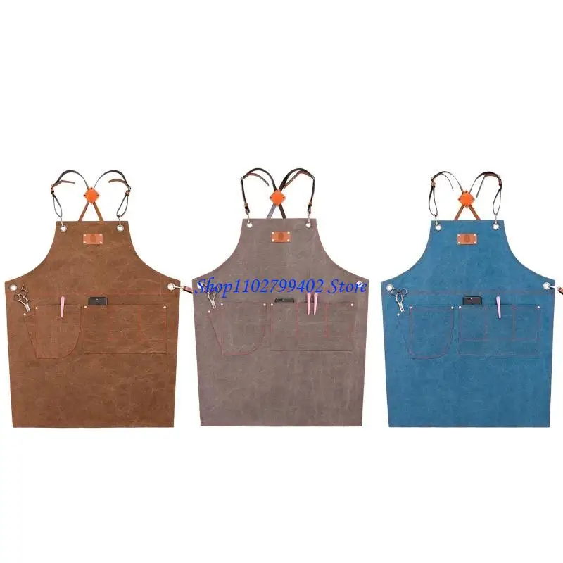 547F Chef Apron Adjustable Apron with Pockets Kitchen Cooking Baking Apron