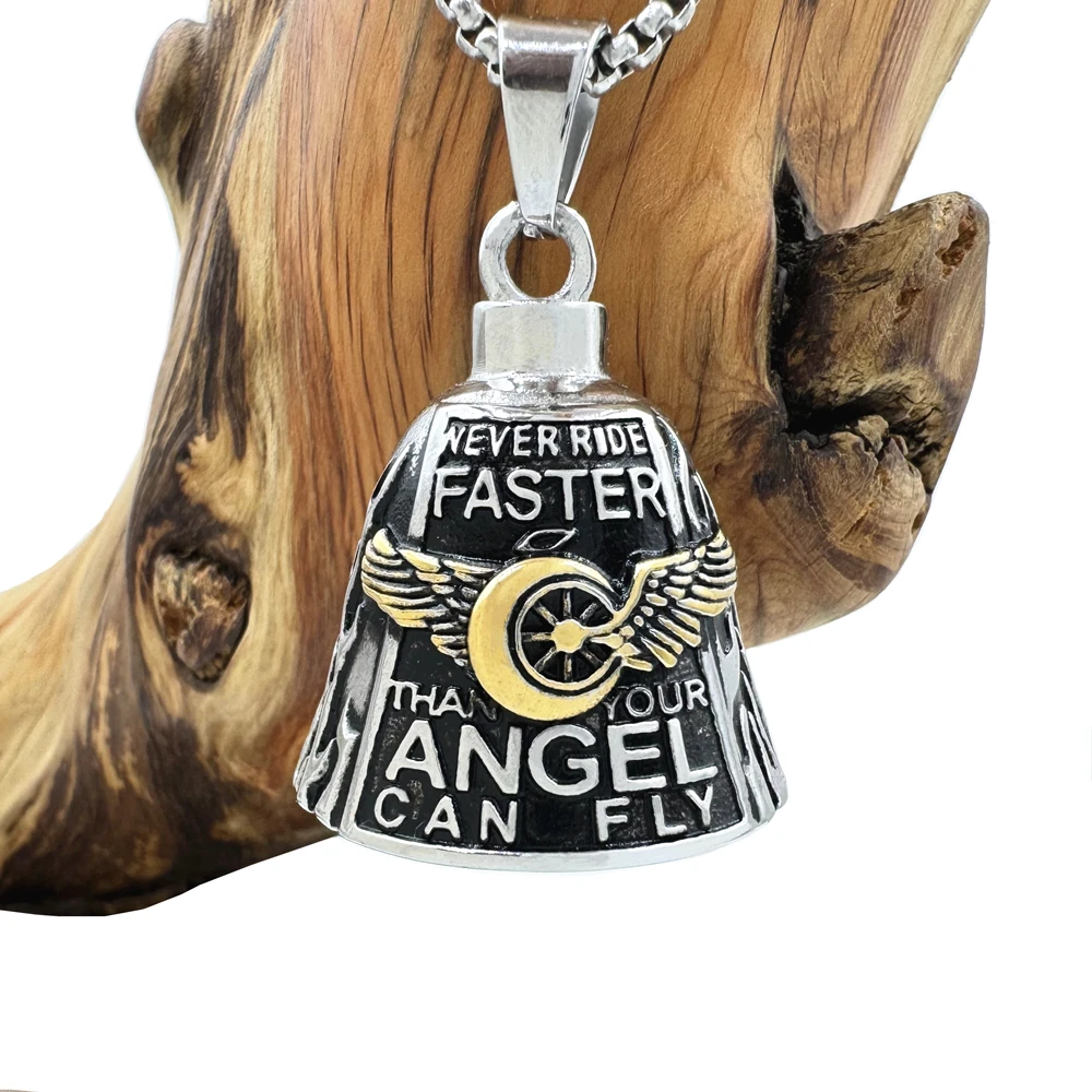 Motorcycles Bell Pendant 316L Stainless Steel Jewelry Biker Jingle Bell Rider Necklace