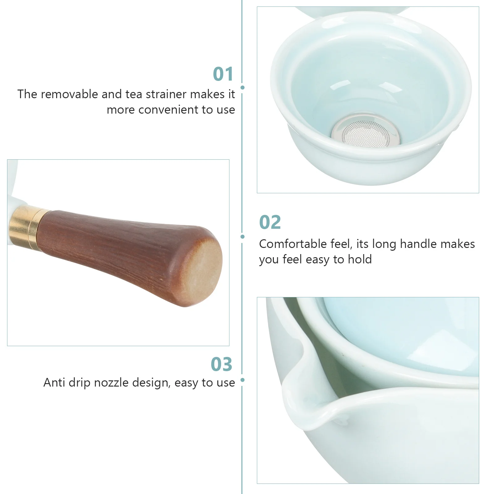 

Tea Pots Rotatory Teapot Ceramic Teaware Household Kettle Long Handle Ceramics Filter Container