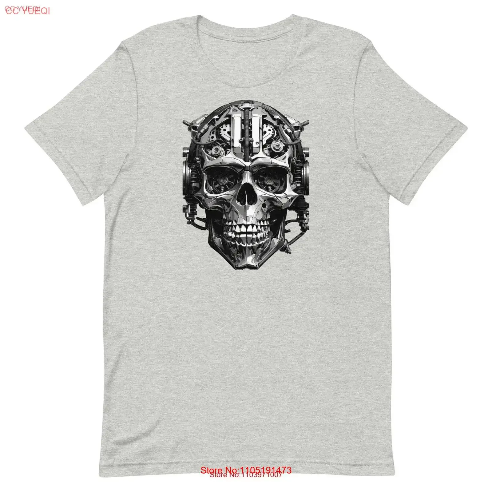 

Mechanical Skull T Shirt vintage Washed Breathable Casual Top For Everyday Wear graphic Stylish Slightly Unisex fashion