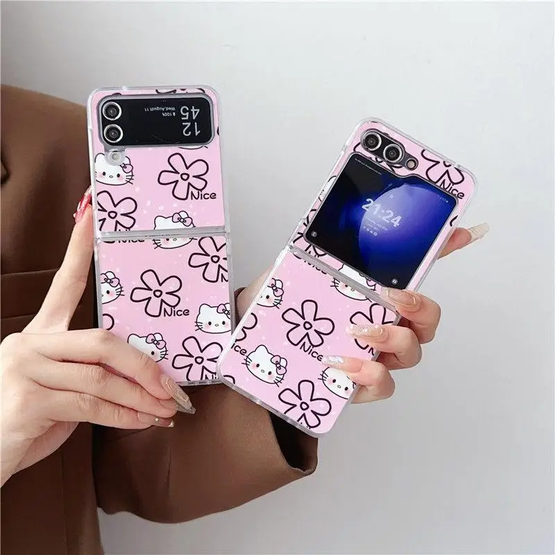 

Новый милый мультяшный чехол Sanrio Hello Kitty подходит для Samsung Zflip5 чехол для телефона складной экран Zflip3 4 полный пакет W23Flip чехол для телефона