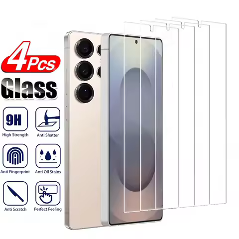 4PCS Tempered Glass for Samsung Galaxy S25 S24 Ultra S23 S22 S21 Plus Screen Protector on Galaxy S25 Edge S24 FE Protective Film