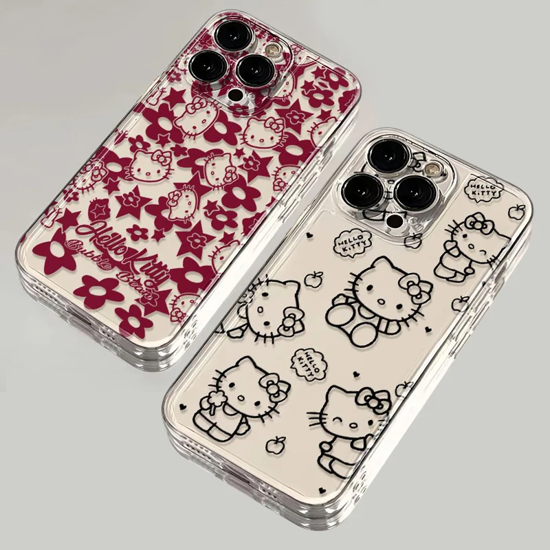 Original Cute Hello Kittys Clear Case For Samsung A73 A72 A71 A55 A52 A51 A50 A34 A35 A33 A32 A31 A30 A24 A23 A22 A13 5G Cover