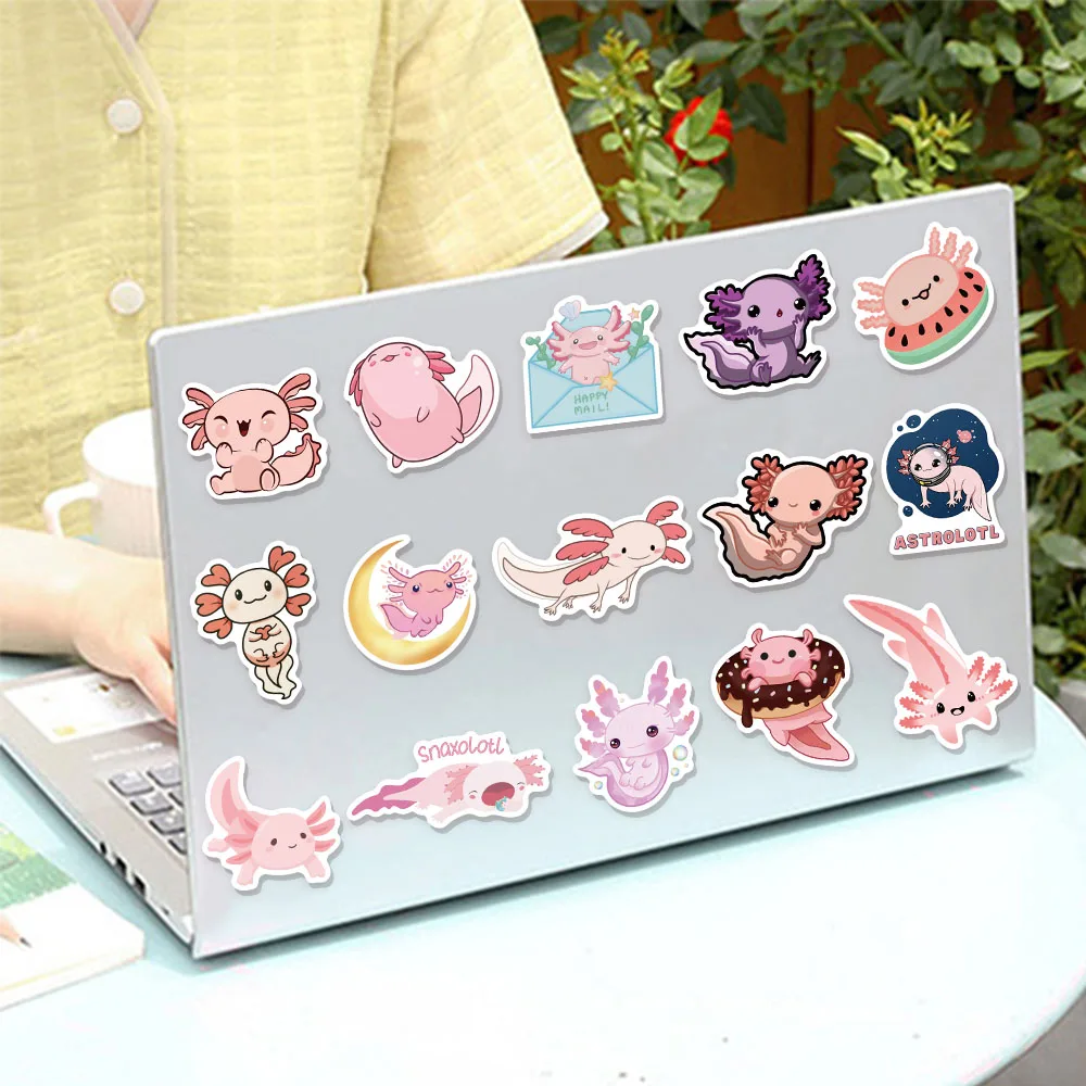 50 Buah Stiker Axolotl 2 Stiker Grafiti Kreatif Lucu DIY Stiker Tahan Air untuk Koper, Skateboard, Gelas Air, Komputer