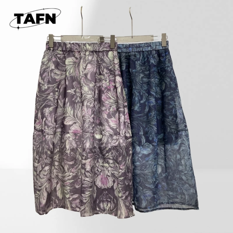 76% Tencel, 9% Linen Ladies Elegant Skirt High Waist Midi Length Skirt for Everyday Style Women Classic Solid Color BE08130