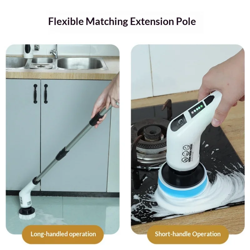 Cordless Spin Scrubber Electric Cleaning Brush for Bathroom Kitchen Toilet Multipurpose Household Cleaning Tool