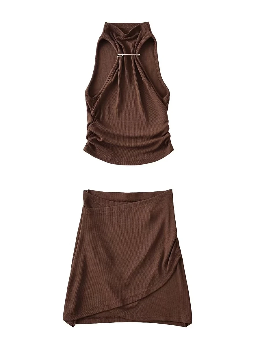 

Pure Desire Sexy Half-length Set High-waist Asymmetrical Body-shaping Vest And Skirt for Trendy Women Summer 2023