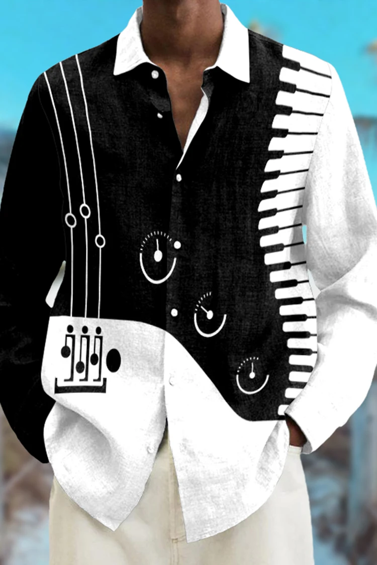 

2025 Fashion Abstract 3D Printed Long Sleeve Shirts Simple Black And White Color Scheme men's Tops Casual Lapel Button Up Shirt