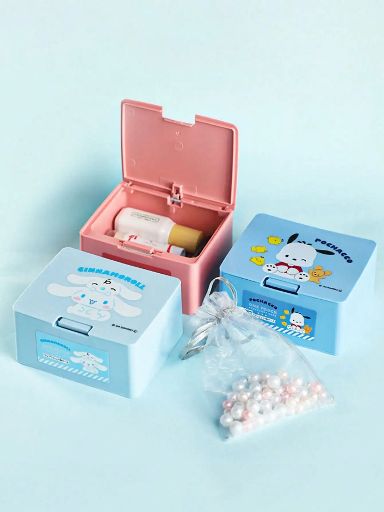 1 Stück Hellokitys Kuromi Kunststoff-Aufbewahrungsbox mit Drucköffnungsdeckel - Moderne Aufbewahrung für Zahnseide, Kosmetikpads und Kleinteile – Detail 7
