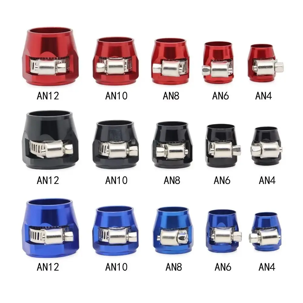 Durable Aluminum Alloy Hose End Fitting AN4 AN6 AN8 AN10 AN12 Red Blue Black Hose Finisher Clamp Fuel Line Adapter