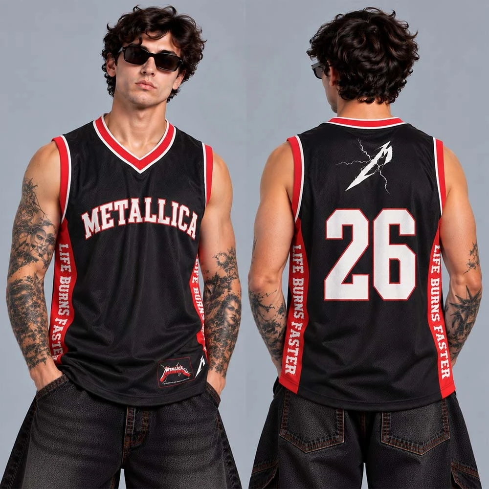 Metallica Life Burns Faster Las Vegas Sphere Concert 2026 Merch Unisex Basketball Jersey Vest Men Women Shirt Quick-dry Tank Top