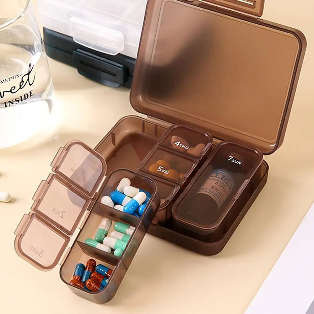 Portable Travel Pill Organizer Pill Box 7 Days Vitamin Tablet Pillbox Case Container Perfect Weekly Pill Case