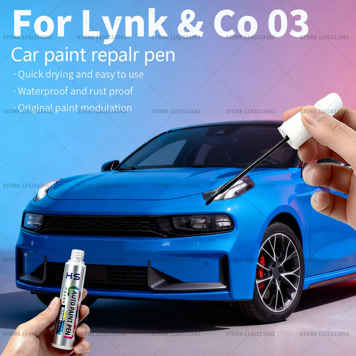 

Ручка для ремонта автомобильной краски Lynk & Co 03, средство для удаления царапин, сделай сам, автоаксессуары, белый, черный, 005, серый C18, фиолетовый, синий, оранжевый