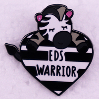 EDS Warrior Badge Enamel Pin Zebra Brooch Ehlers Danlos Awareness Jewelry