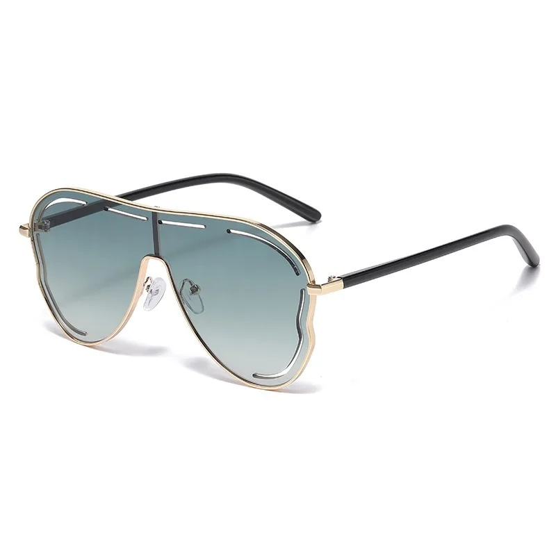 Oversized One-Piece Pilot Sunglasses for Women Big Frame Hollow Sun Glasses Outdoor Fashion Sun Shades Eyewear image 5