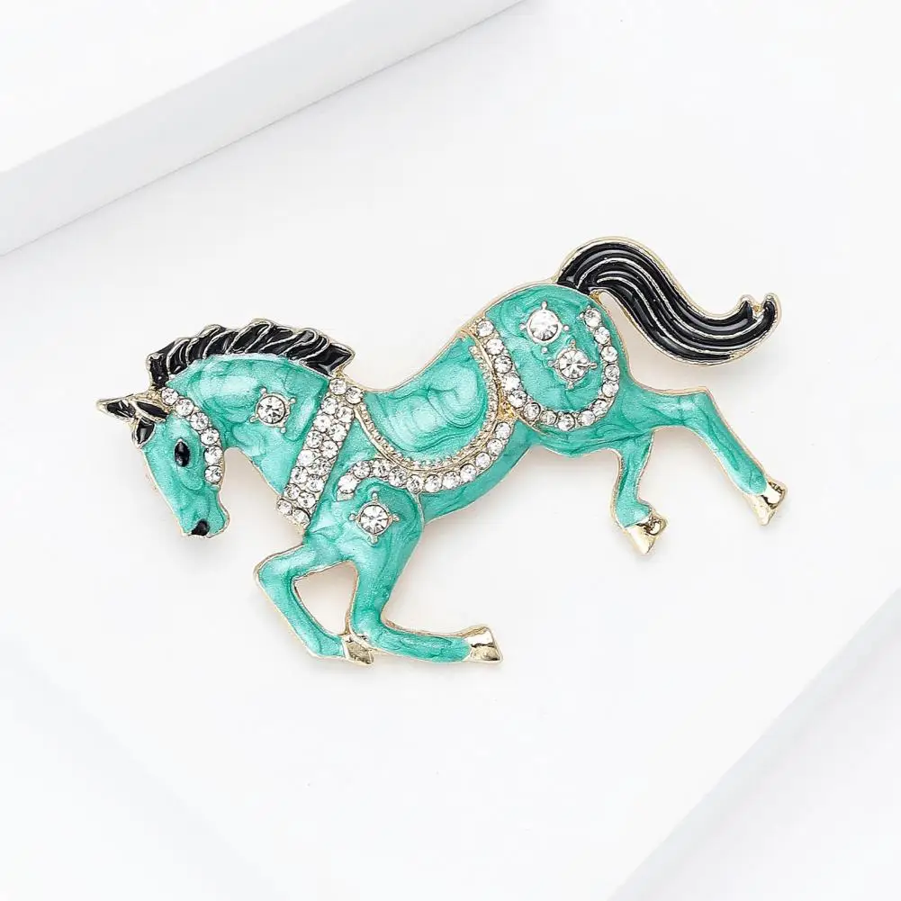 Horse Design Brooch Galloping Horse Brooch Pin Enamel Rhinestone Studded Jewelry Chinese Zodiac Year of Horse Clothing