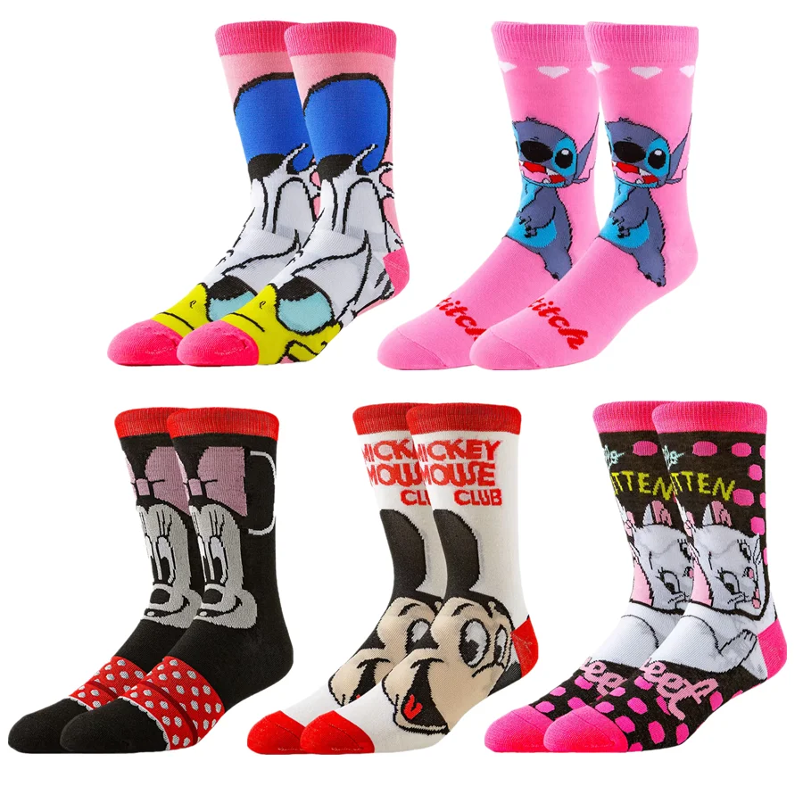 

1/5 пар Potdemiel мультфильм аниме тематические носки для экипажа унисекс хип-хоп уличная мода новинка забавные носки