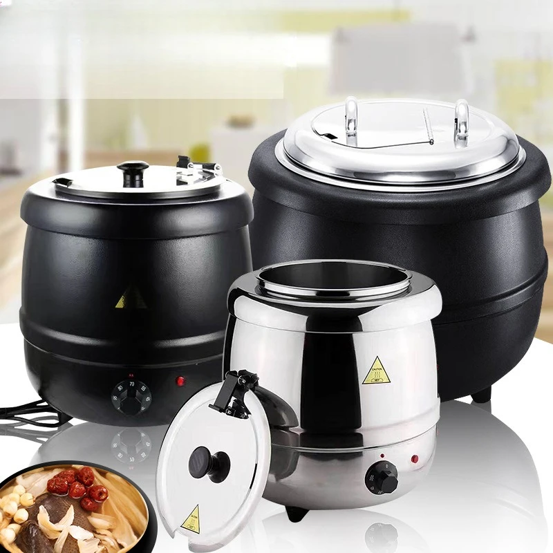 

10 liters electronic warm soup pot large capacity 13 liters thermal insulation black iron soup pot stainless steel buffet stove