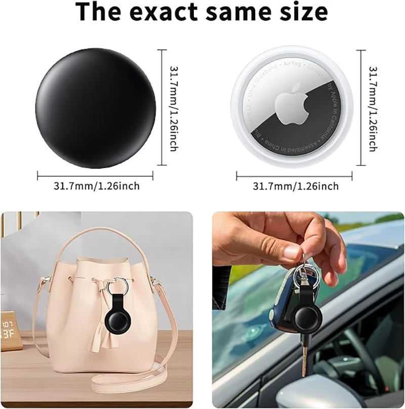 Air Tags-4 Pack Bluetooth Tracker Works with Apple Find My APP Locator for Luggage Backpack Suitcases Replaceable Battery Black image 4