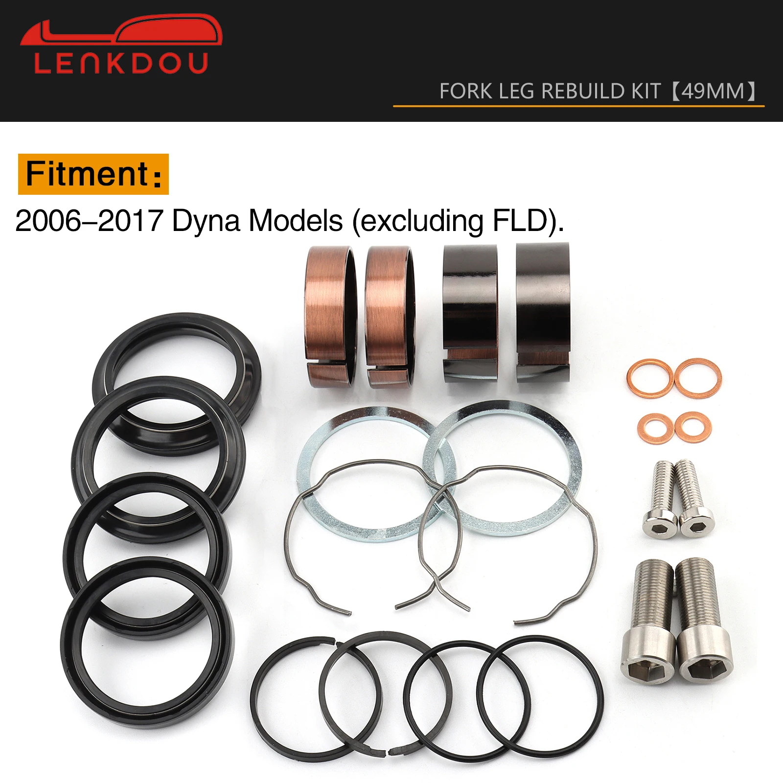 Motorcycle 49mm Black Front End Fork Leg Rebuild Kit For Harley Dyna Super Glide FXD Street Bob FXDB Low Rider FXDL 2006-2017
