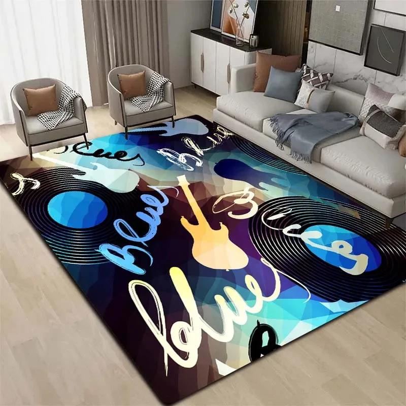 3D Print Guitar Pattern Carpet Living Room Rugs Non-slip Floor Mat for Bedroom Bedside Mat Music Room Terrace Hallway Decoration