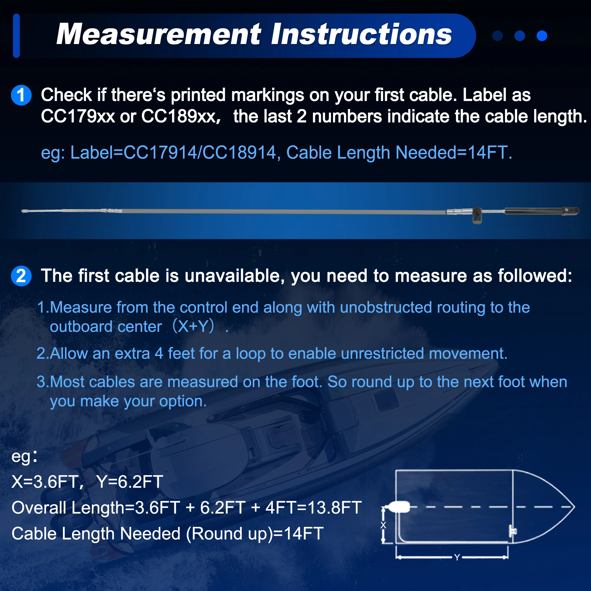 Motoforti 2Pcs 3m 4m 5m 6m 7m Boat Throttle Shift Control Cable Marine Outboard Remote Cable for Mercury MerCruiser image 6