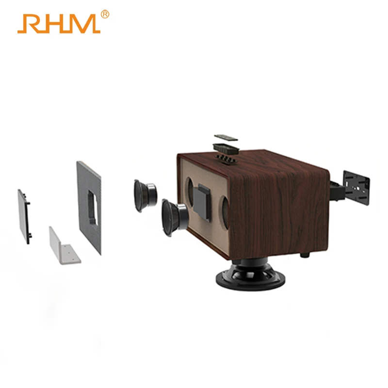 RHM K222 صندوق خشبي متعدد الوسائط مكبر صوت لجهاز الكاريوكي نظام المسرح المنزلي مع USB SD بلوتوث Aux ووظيفة الميكروفون للاستخدام الصوتي