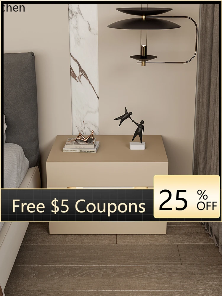 

BB bedside table modern minimalist high-end sense solid wood bedroom storage locker multi-function