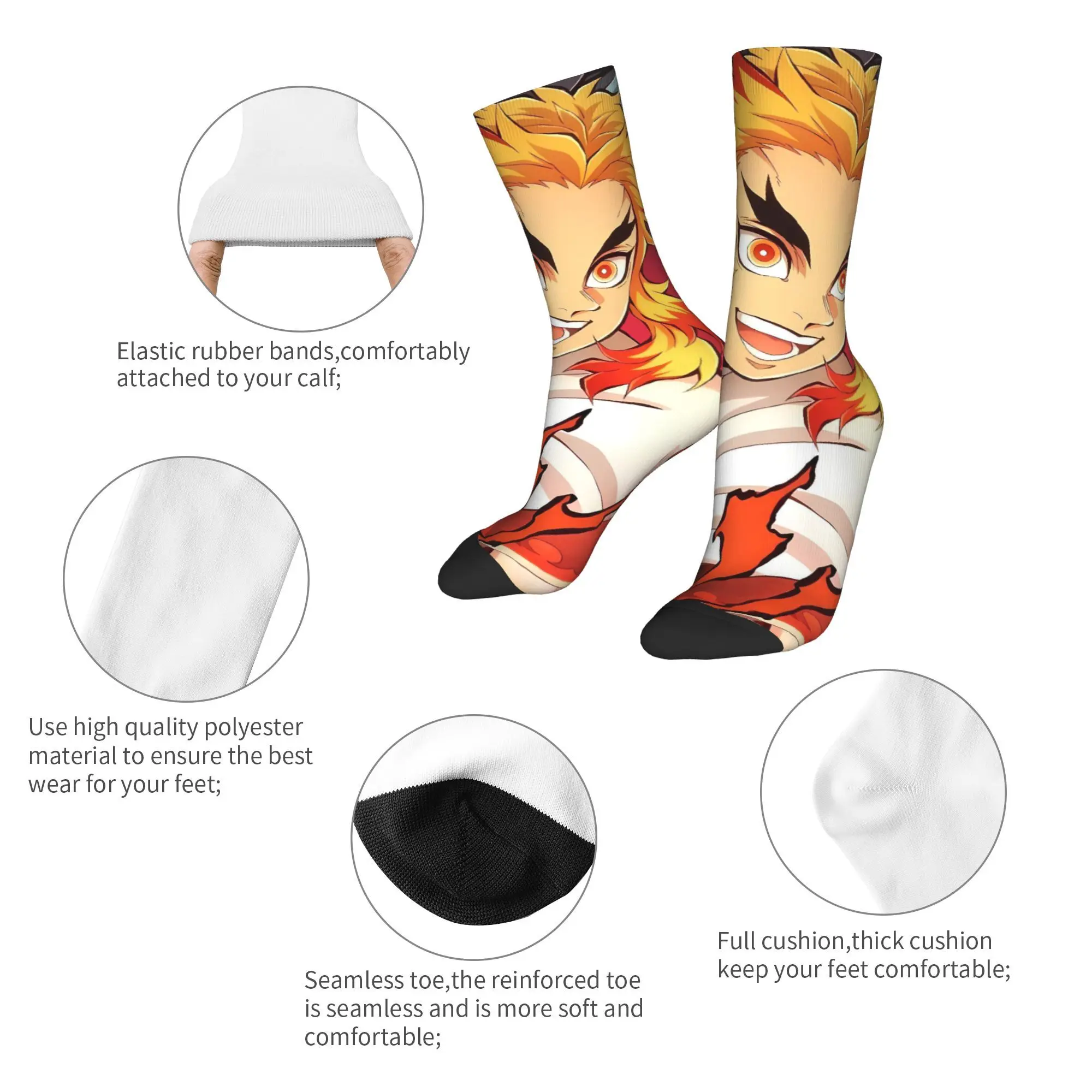 جوارب رجالية أنيمي كيوجورو رينجوكو جوارب شتوية مريحة جوارب جرافيك للجري مضادة للانزلاق